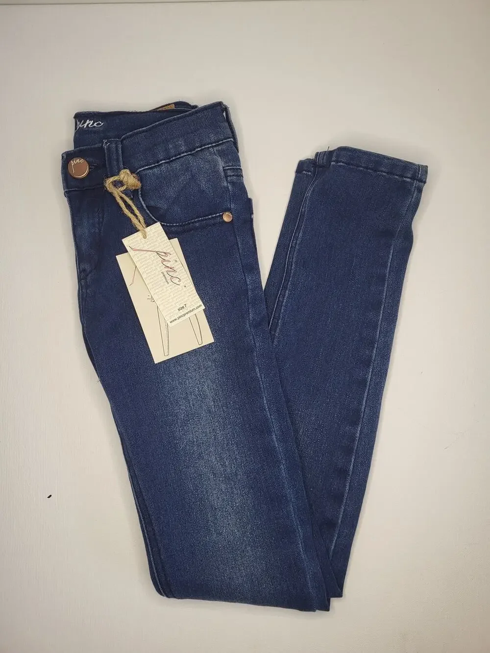 NWT Pinc Premium Girls Medium Wash Stretch Denim Skinny Jeans (Size 7)
